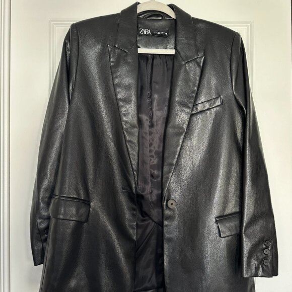Zara France Faux Leather Jacket, Size S - Picture 3 of 6